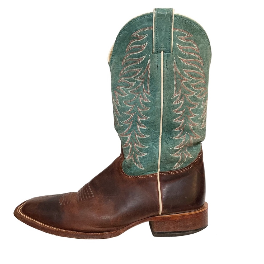 Nocona Cognac Zulu Square Toe Western Boots Men’s 10 Teal Cowboy Ranch Rodeo